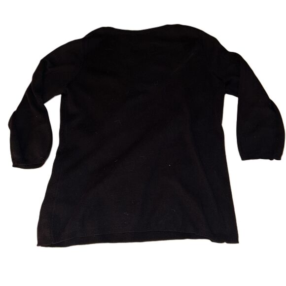 Ann Taylor Loft Black V Neck 34 Sleeve Pullover Sweater Size Large - Picture 3 of 6